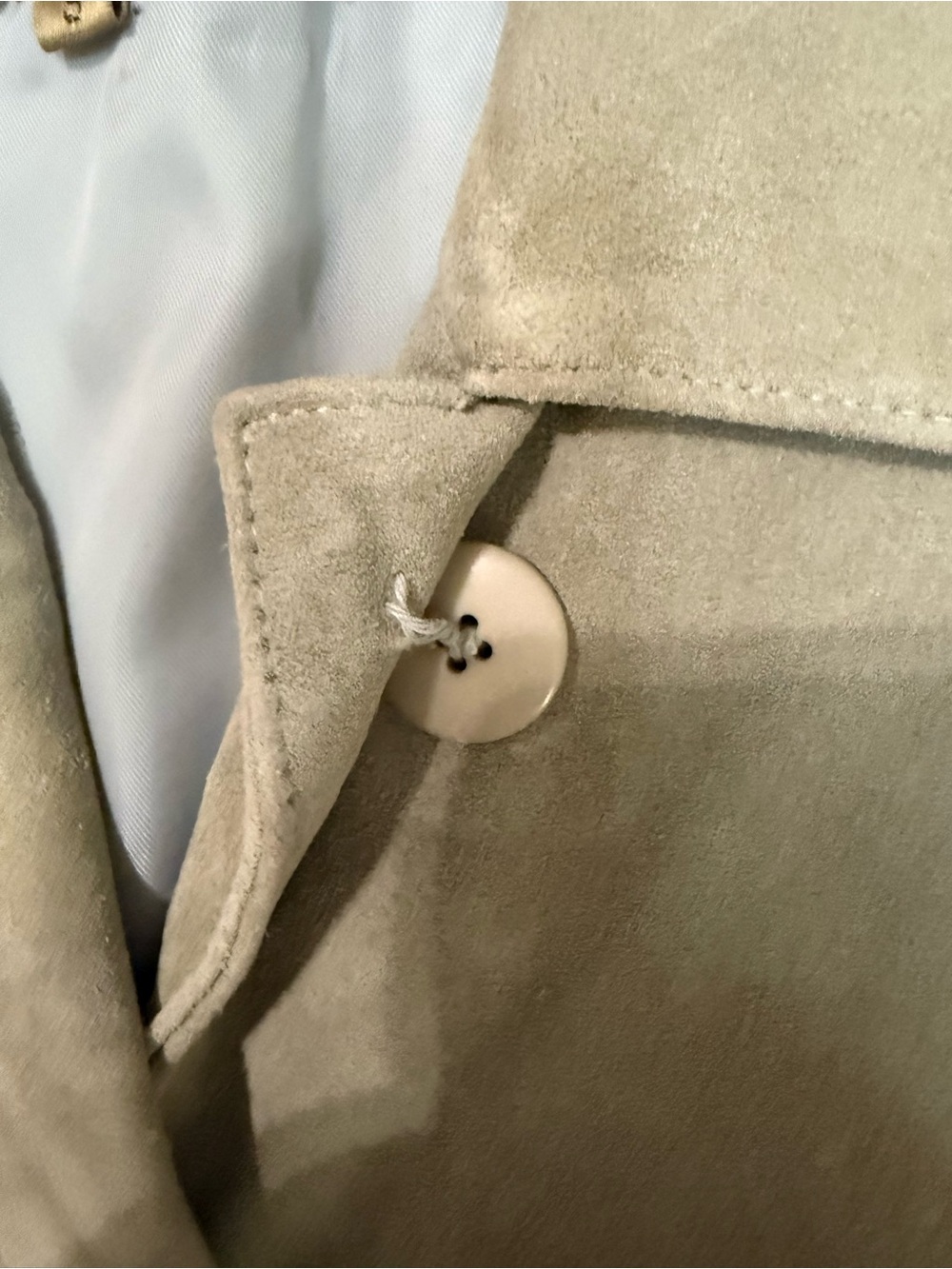 REM Garson Suede Leather Jacket Womens Small Beige Button Front Vintage - Picture 6 of 8